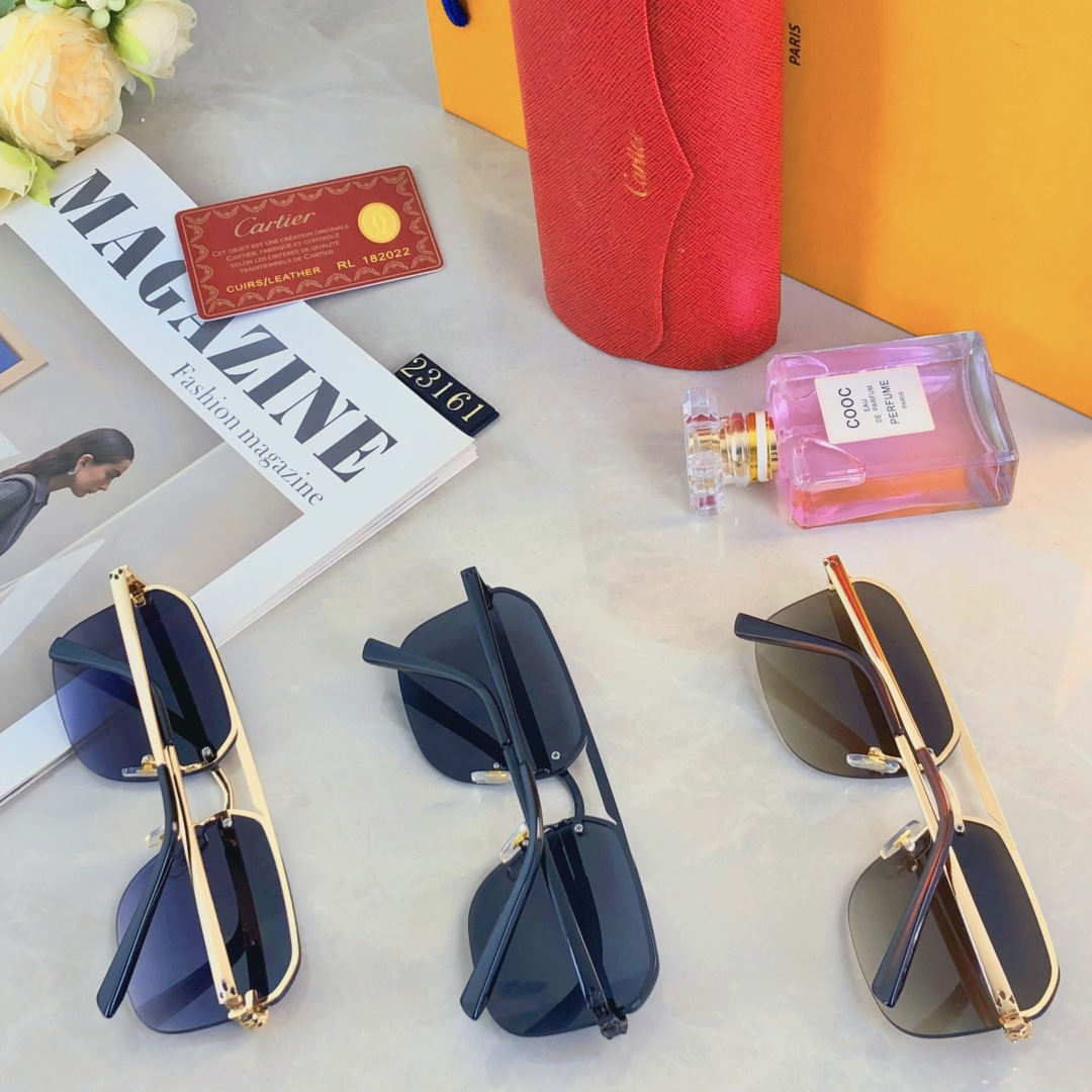 。。Cartie*无框切边太阳镜滤镜美颜墨镜大框潮搭时髦网红防紫外线眼镜