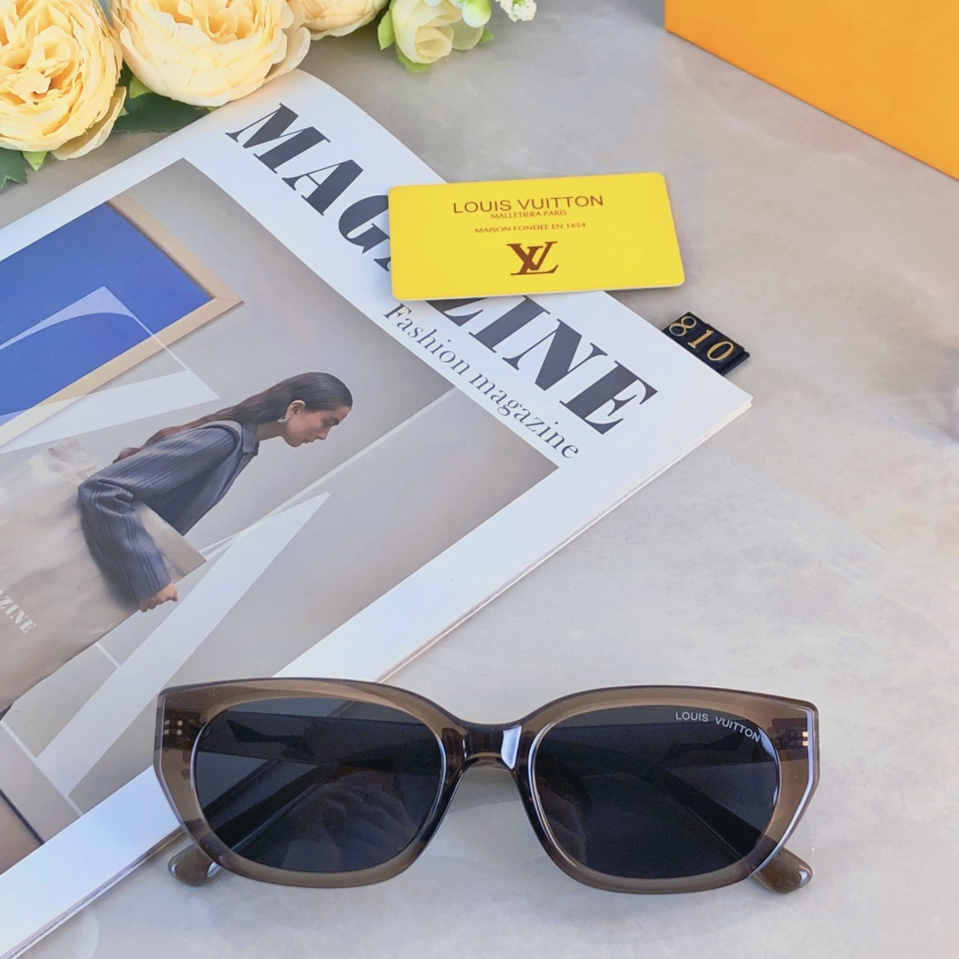 。。LOUISVUITTO*复古猫眼墨镜女方圆脸显瘦偏光太阳镜男女轻ins韩版潮网红素颜镜