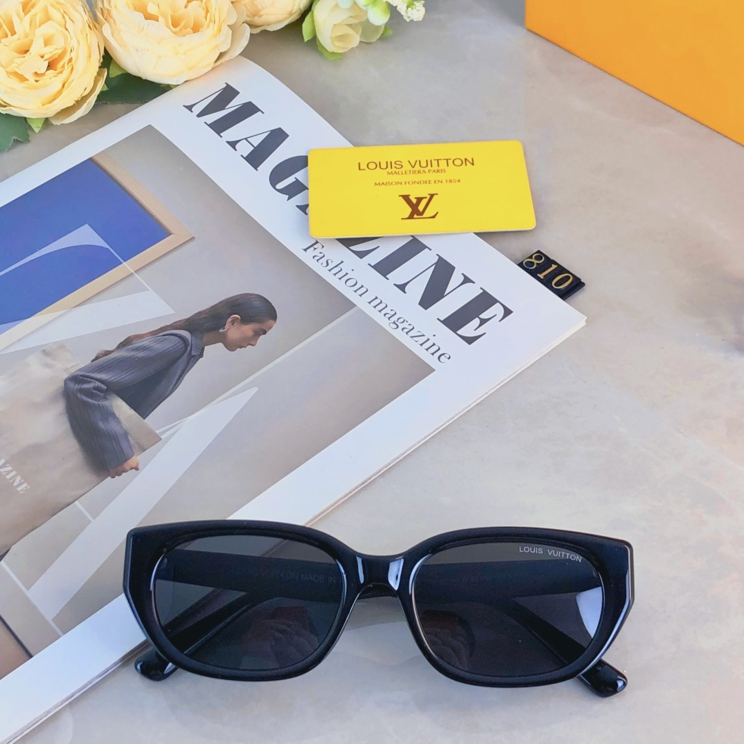 。。LOUISVUITTO*复古猫眼墨镜女方圆脸显瘦偏光太阳镜男女轻ins韩版潮网红素颜镜
