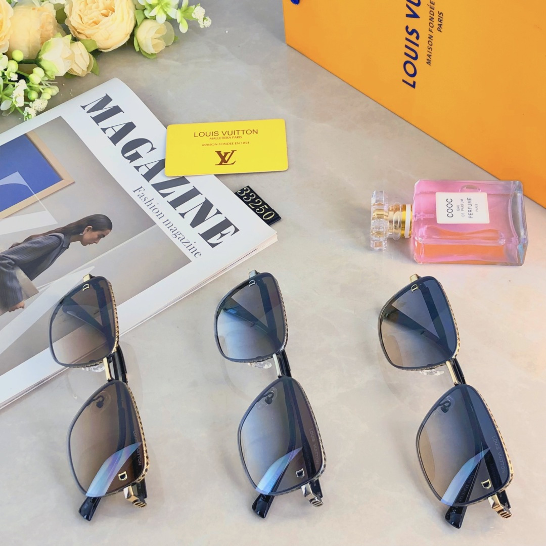 。。LOUISVUITTO*欧风复古渐变墨镜上深下浅方框太阳镜高级感金属防晒眼镜女眼镜潮
