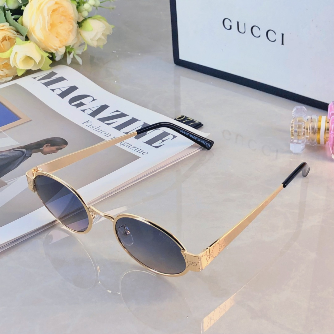 。。GUCC*2025新款金属椭圆小框太阳镜拍照墨镜复古高级感潮流女士太阳眼镜