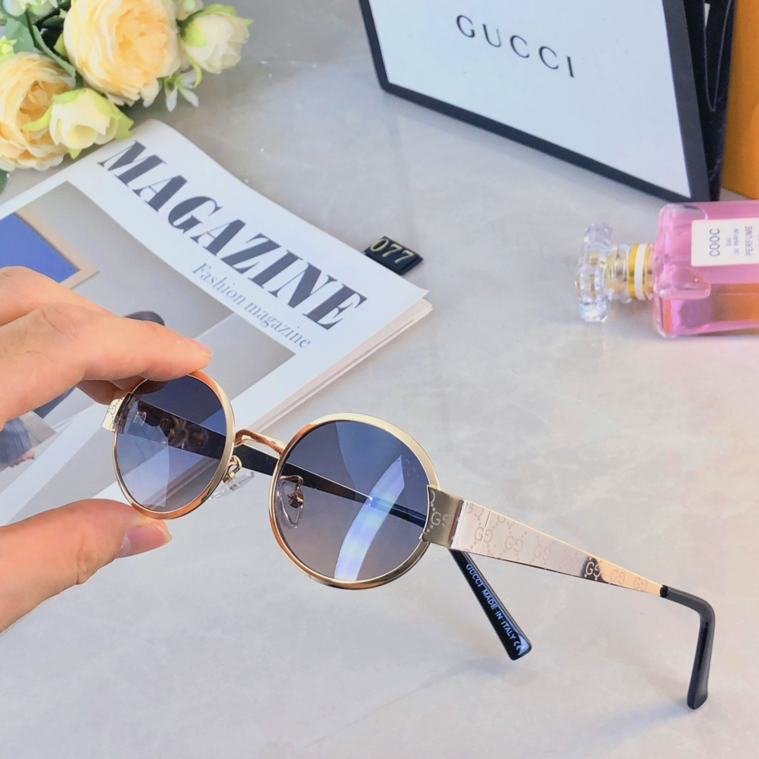 。。GUCC*2025新款金属椭圆小框太阳镜拍照墨镜复古高级感潮流女士太阳眼镜