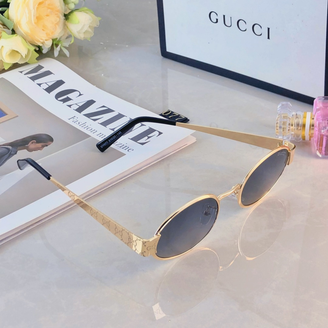 。。GUCC*2025新款金属椭圆小框太阳镜拍照墨镜复古高级感潮流女士太阳眼镜