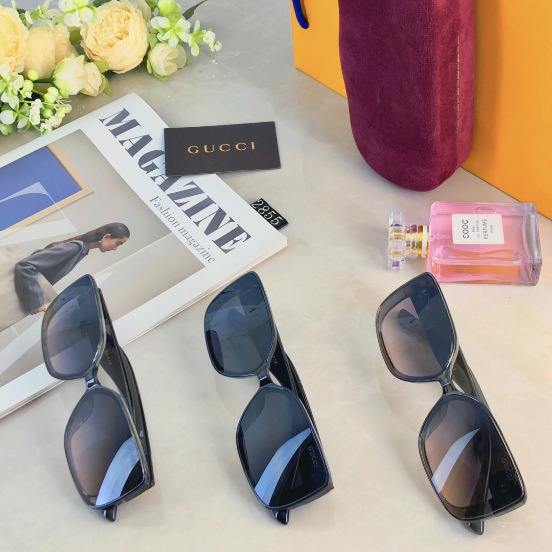 。。Gucc*网红个性潮流旅游街拍防强光墨镜纯欲复古风方形显瘦太阳眼镜男女