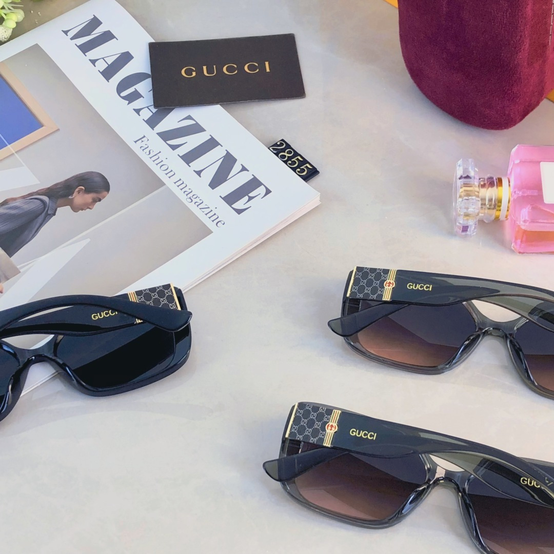 。。Gucc*网红个性潮流旅游街拍防强光墨镜纯欲复古风方形显瘦太阳眼镜男女