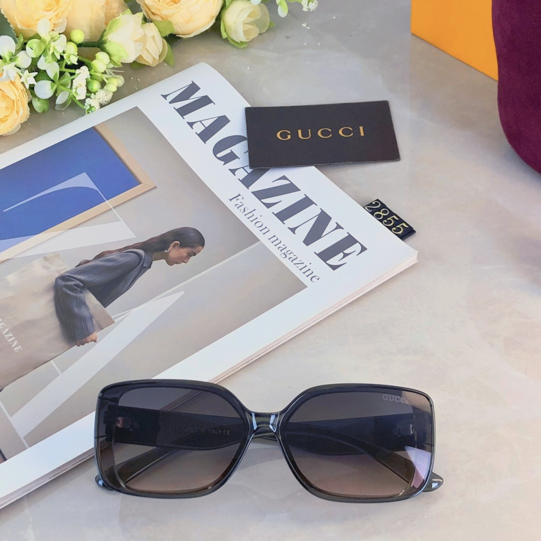 。。Gucc*网红个性潮流旅游街拍防强光墨镜纯欲复古风方形显瘦太阳眼镜男女