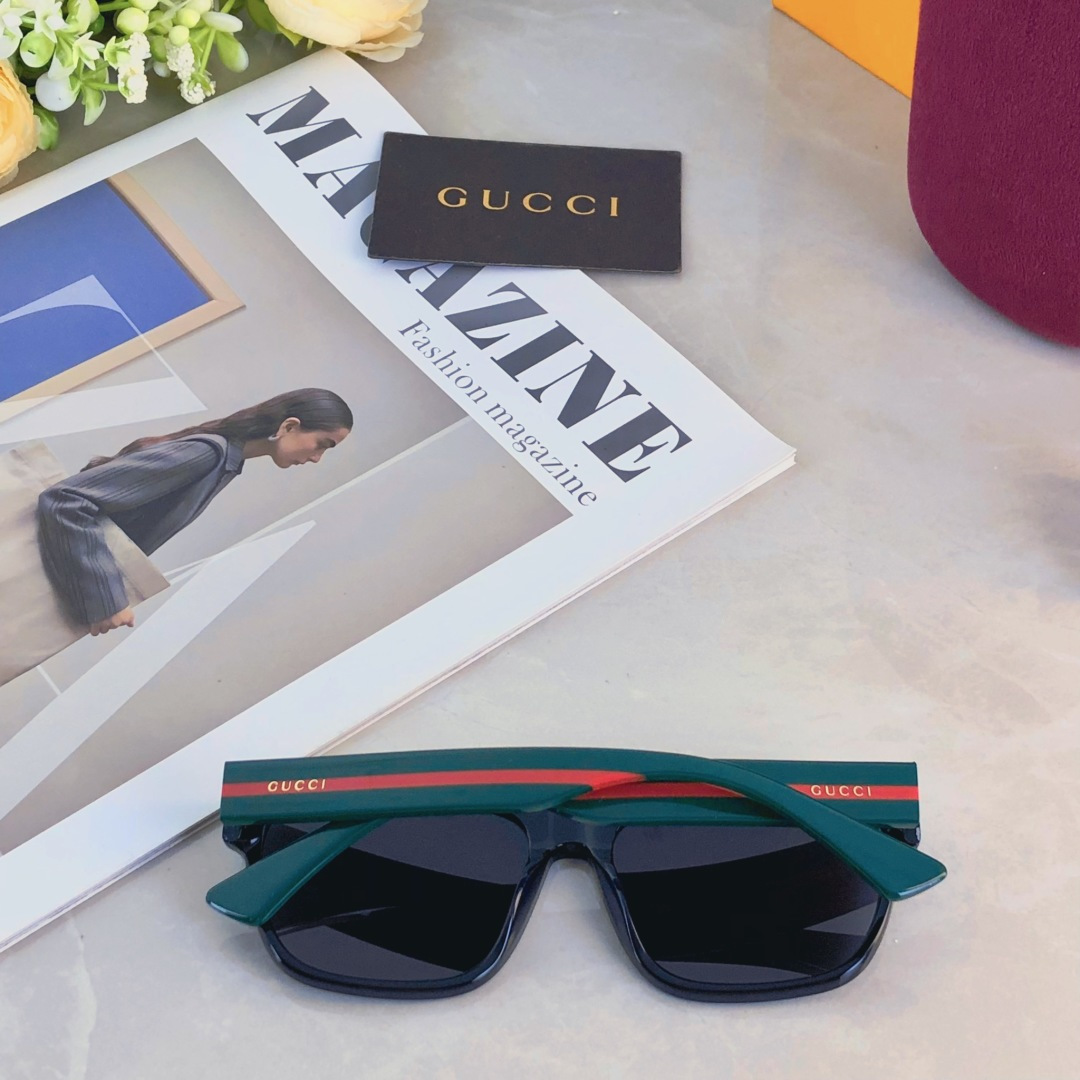 。。Gucc*新款欧美时尚个性三拼色板材脚复古墨镜男女太阳镜