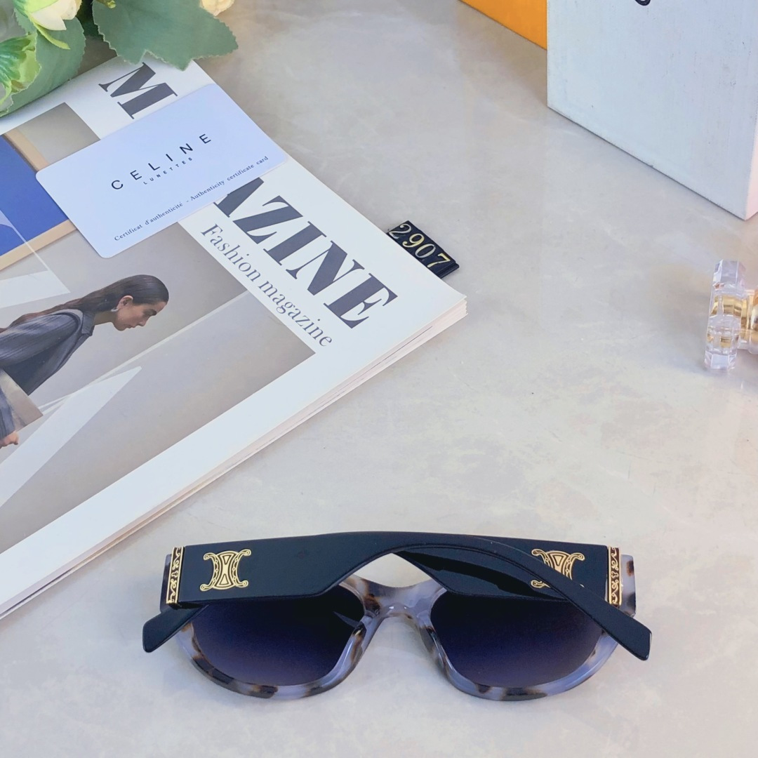 。。Celin*2025年新款凯旋门猫眼显瘦墨镜女高级感时尚太阳眼镜防晒