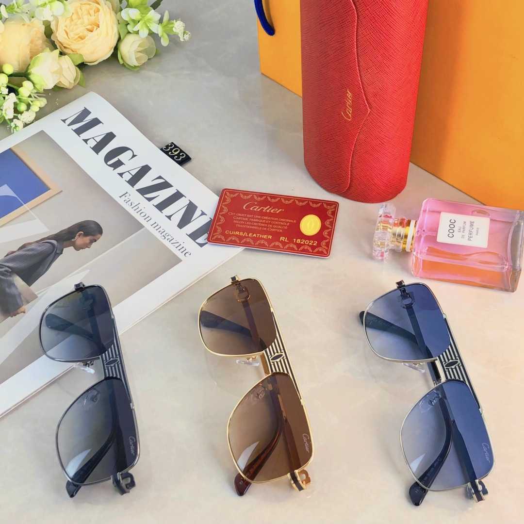 。。Cartie*男士太阳镜欧美金属潮流时尚蛤蟆镜双梁渐变色墨镜新款高级感