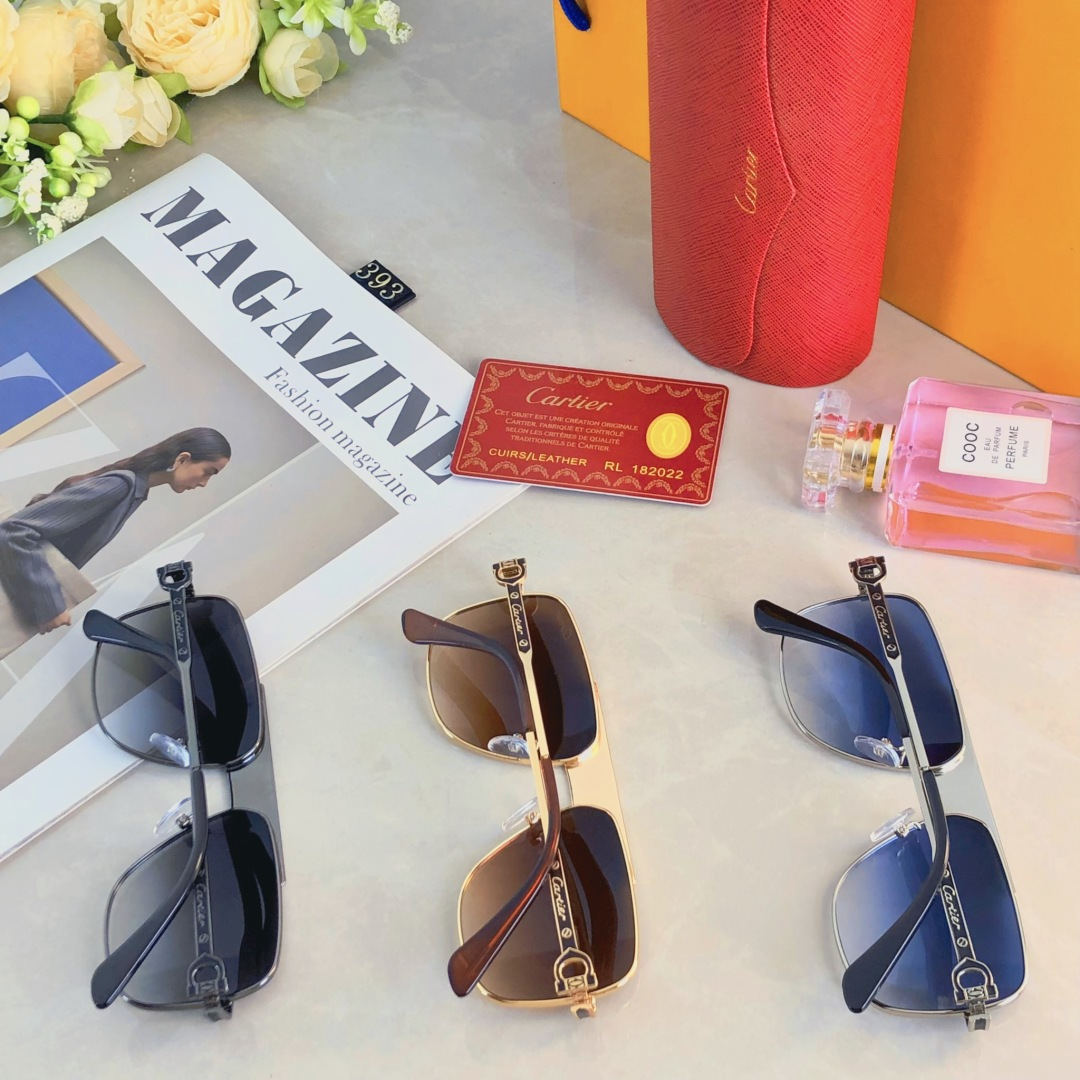 。。Cartie*男士太阳镜欧美金属潮流时尚蛤蟆镜双梁渐变色墨镜新款高级感