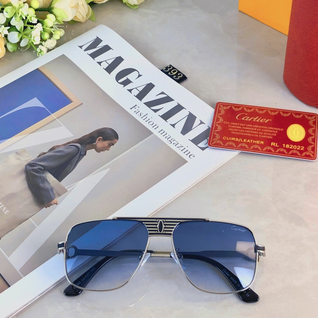 。。Cartie*男士太阳镜欧美金属潮流时尚蛤蟆镜双梁渐变色墨镜新款高级感