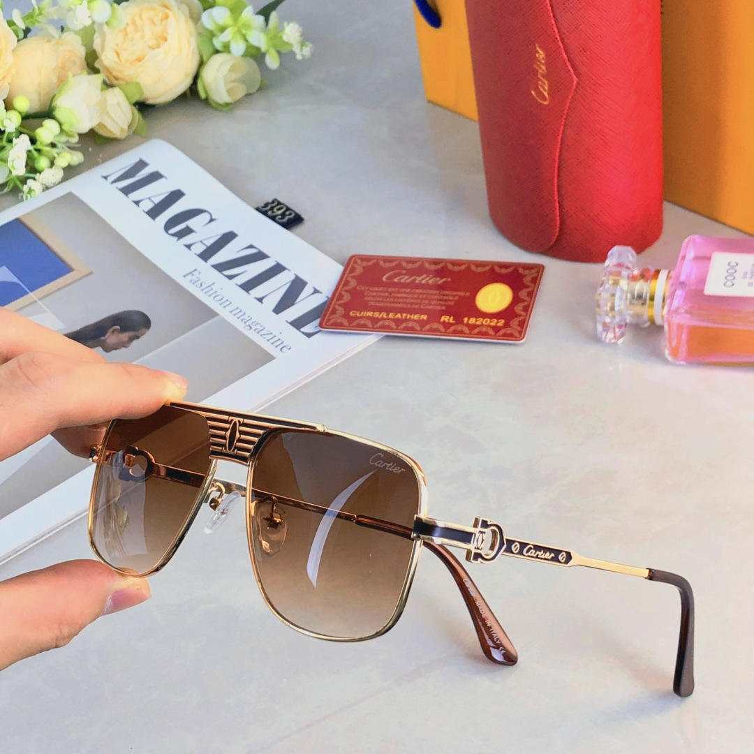 。。Cartie*男士太阳镜欧美金属潮流时尚蛤蟆镜双梁渐变色墨镜新款高级感