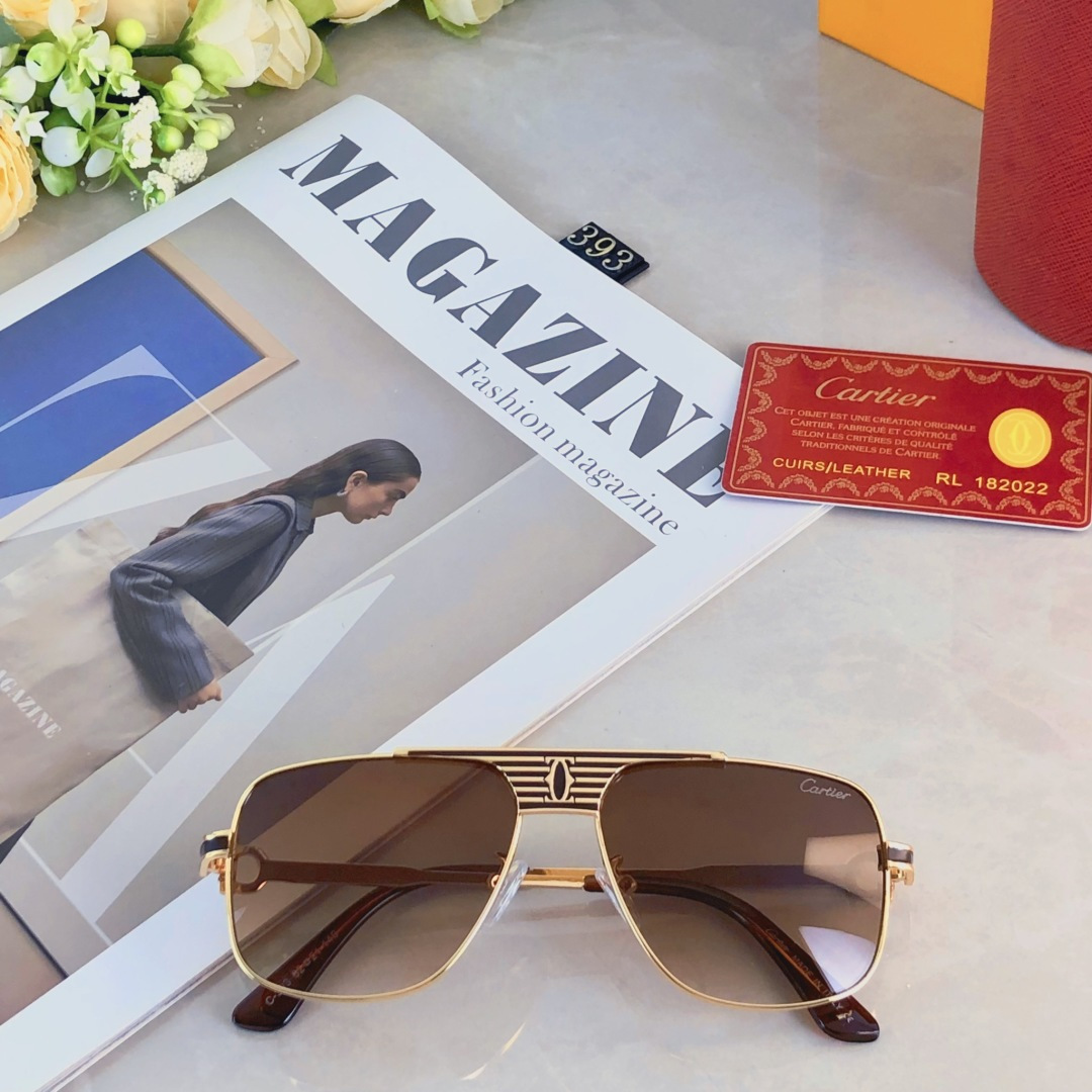 。。Cartie*男士太阳镜欧美金属潮流时尚蛤蟆镜双梁渐变色墨镜新款高级感