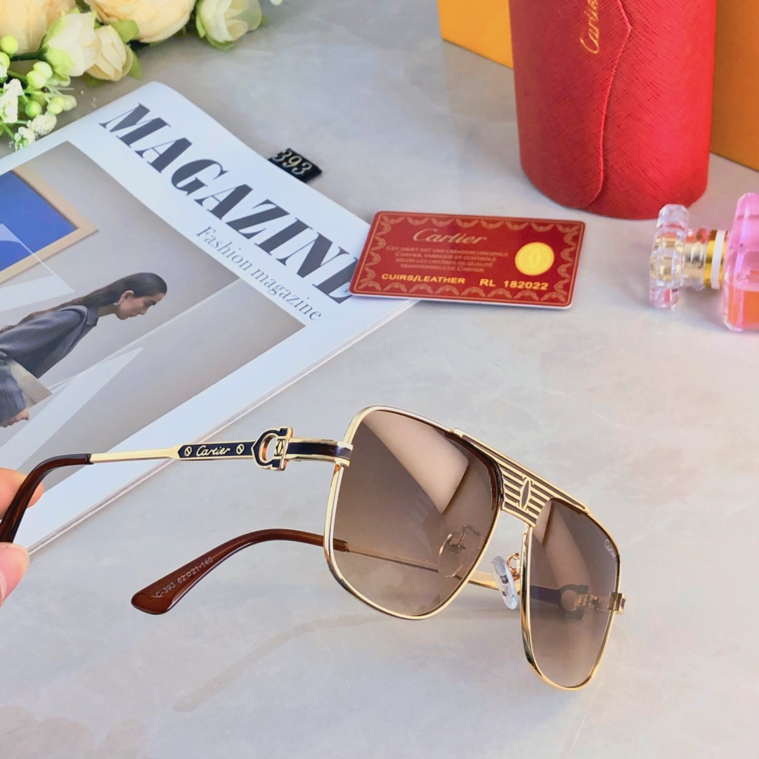 。。Cartie*男士太阳镜欧美金属潮流时尚蛤蟆镜双梁渐变色墨镜新款高级感