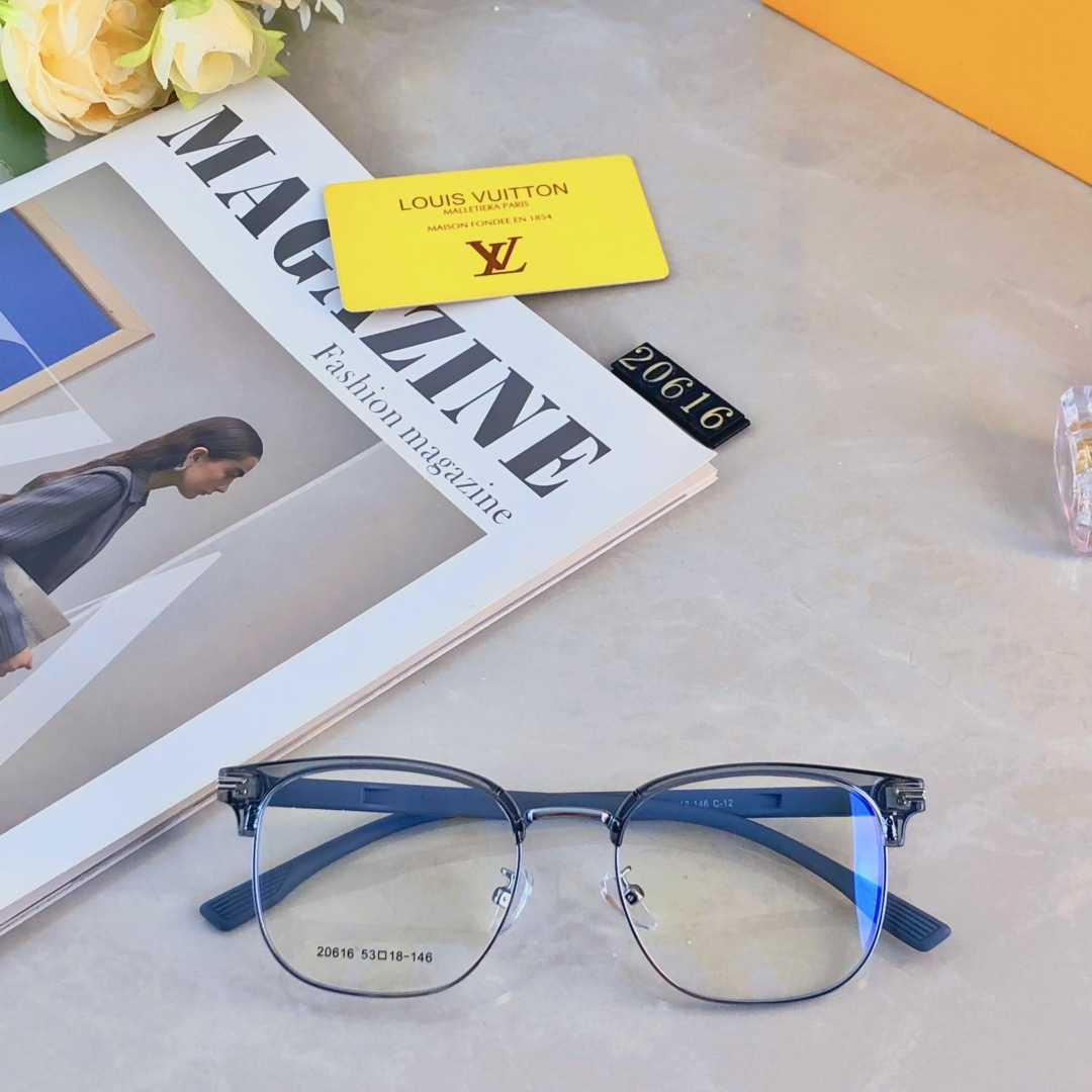 。。Louis vuitto*高颜值眉毛架合金休闲眼镜框半包硅胶镜腿可配近视
