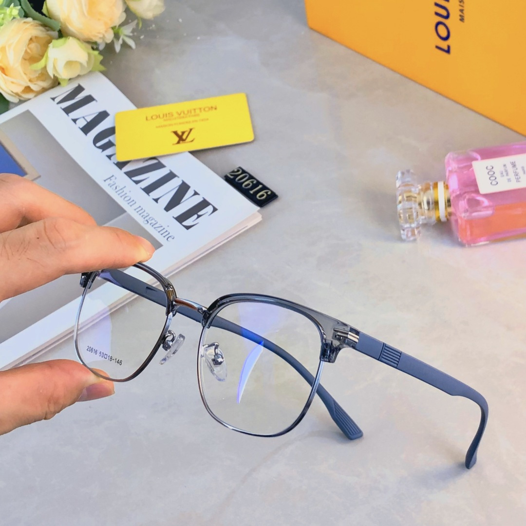。。Louis vuitto*高颜值眉毛架合金休闲眼镜框半包硅胶镜腿可配近视