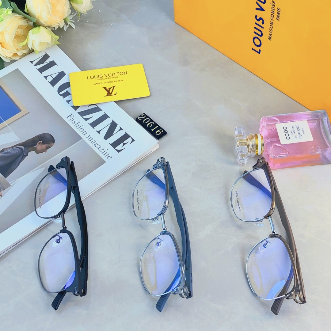 。。Louis vuitto*高颜值眉毛架合金休闲眼镜框半包硅胶镜腿可配近视