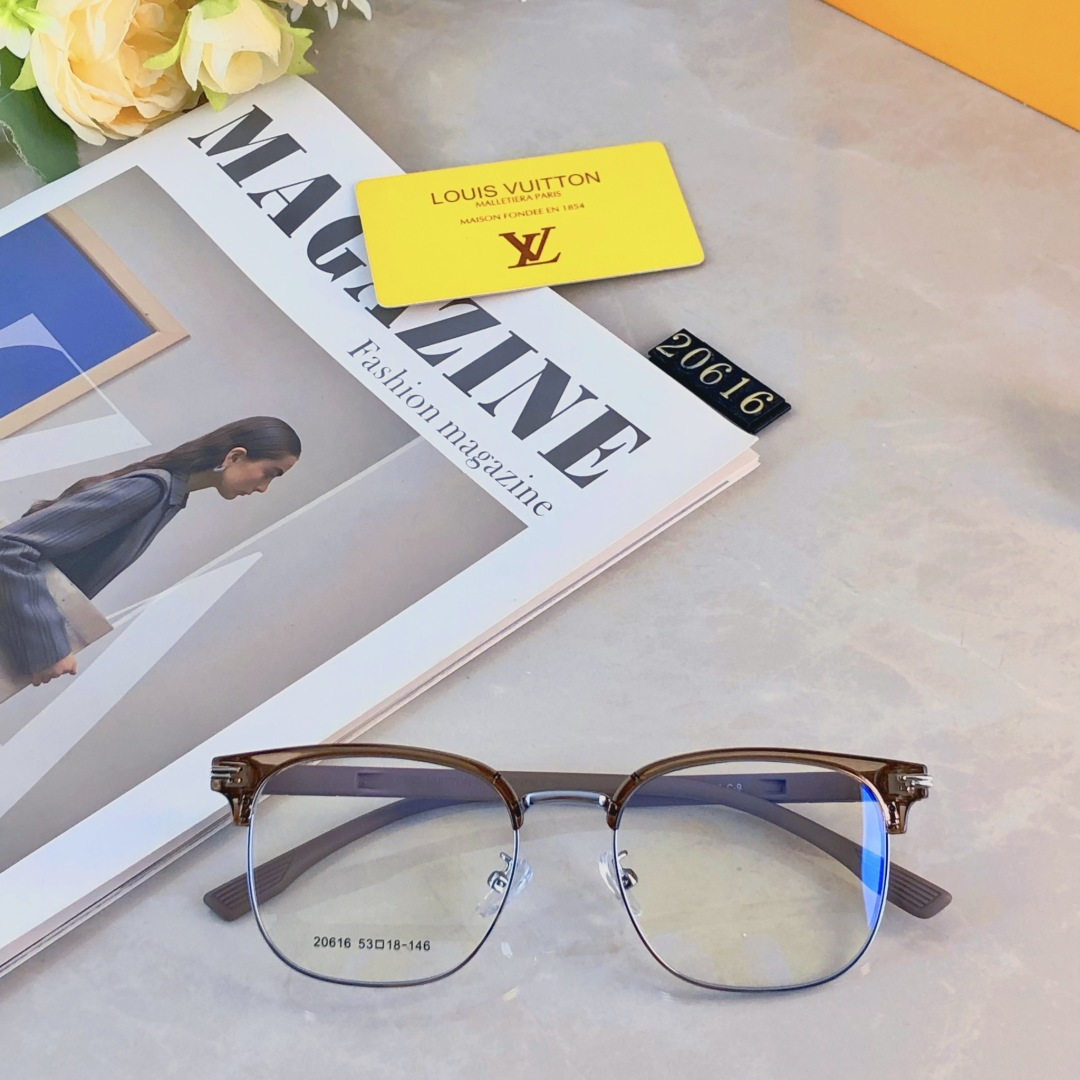 。。Louis vuitto*高颜值眉毛架合金休闲眼镜框半包硅胶镜腿可配近视