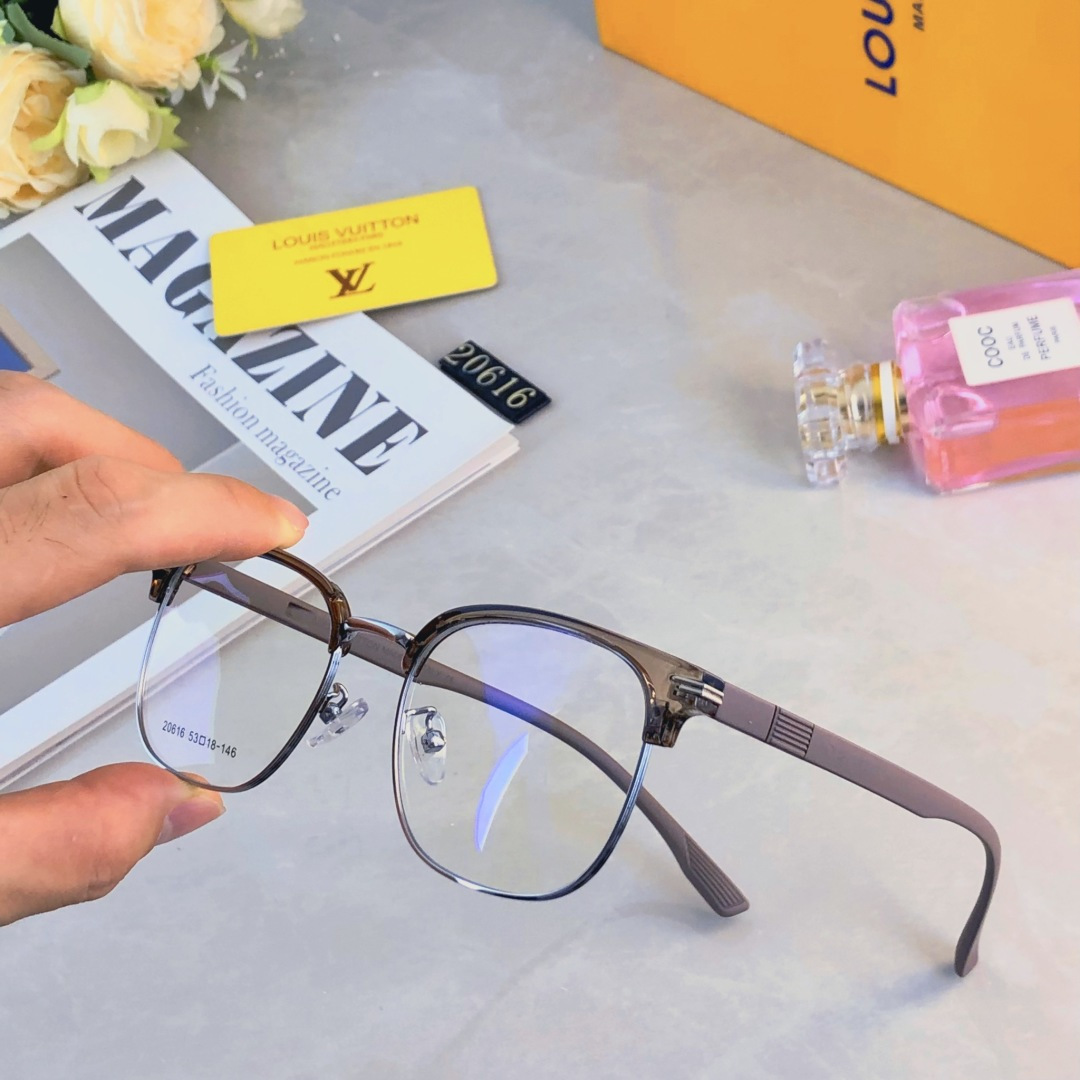 。。Louis vuitto*高颜值眉毛架合金休闲眼镜框半包硅胶镜腿可配近视
