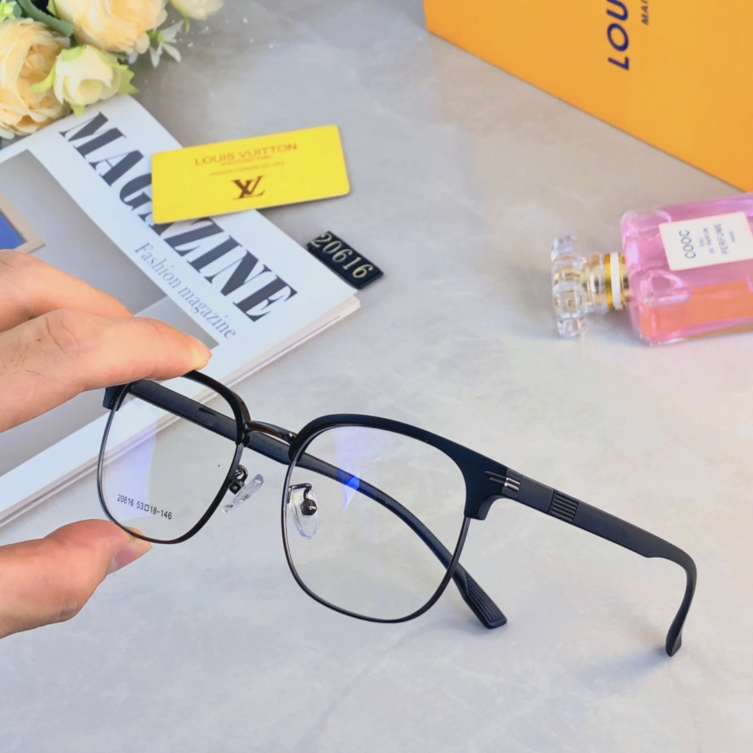 。。Louis vuitto*高颜值眉毛架合金休闲眼镜框半包硅胶镜腿可配近视