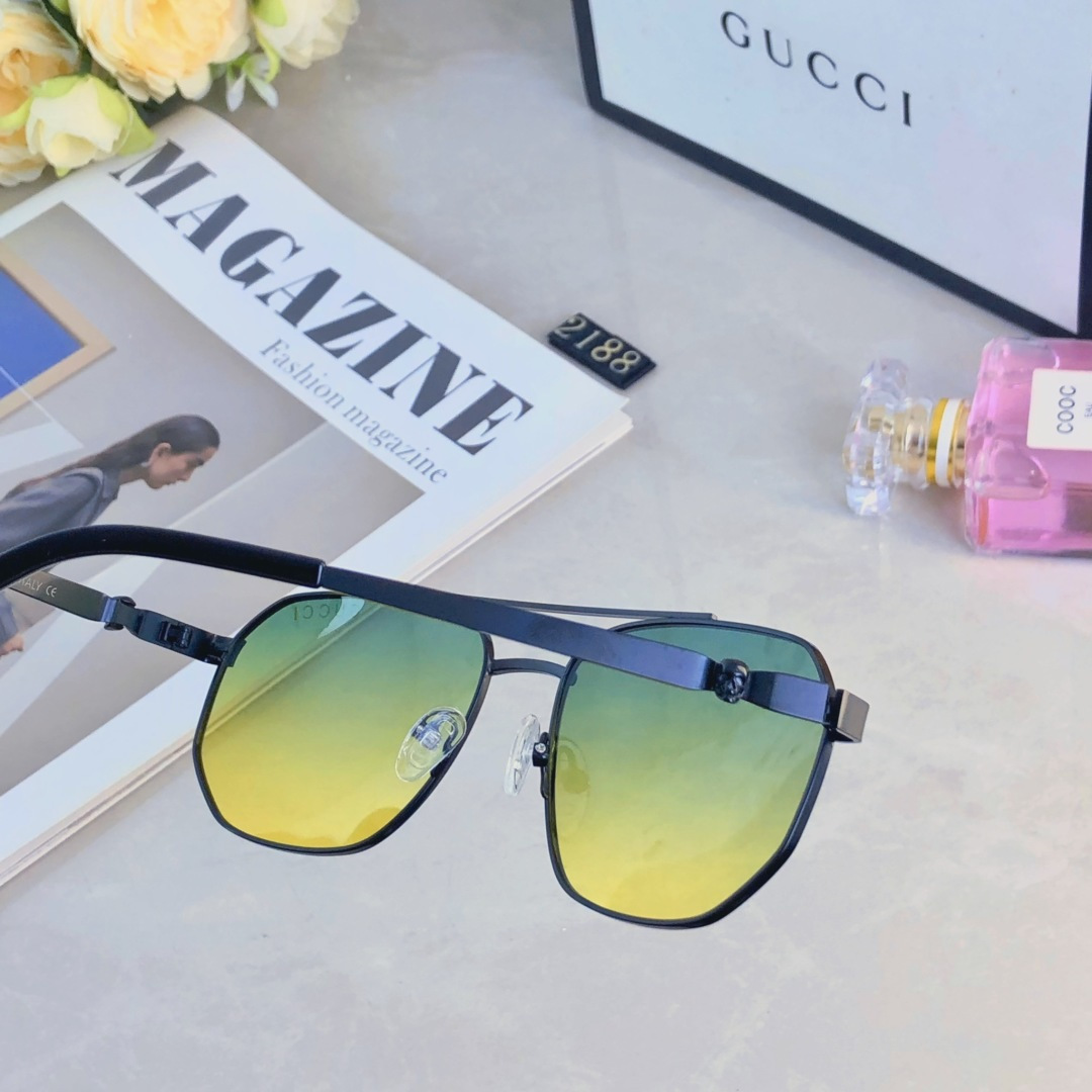 。。GUCC*男士方形大框开车钓鱼偏专用光墨镜防强光远光灯金属大脸太阳眼镜