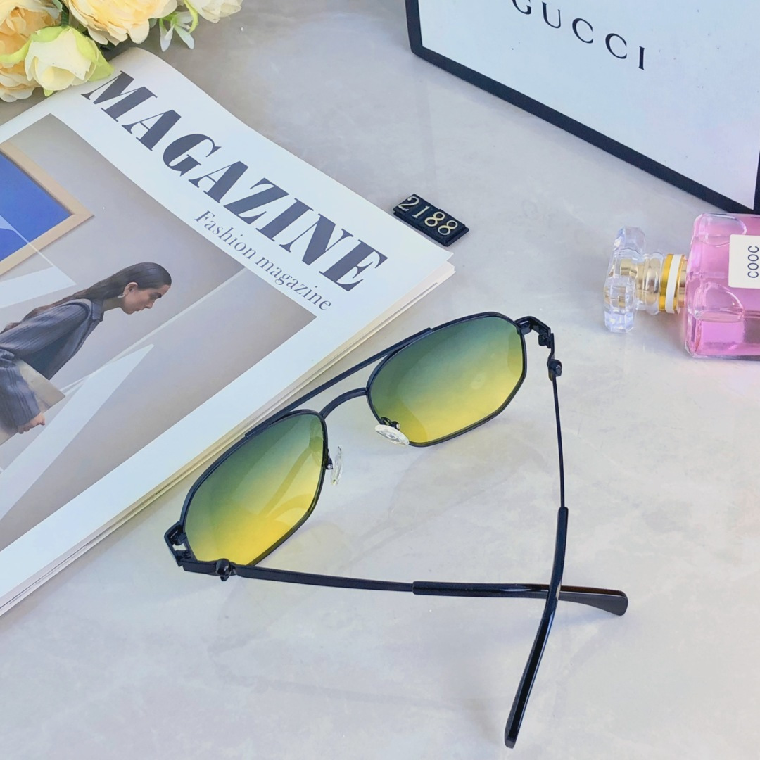 。。GUCC*男士方形大框开车钓鱼偏专用光墨镜防强光远光灯金属大脸太阳眼镜