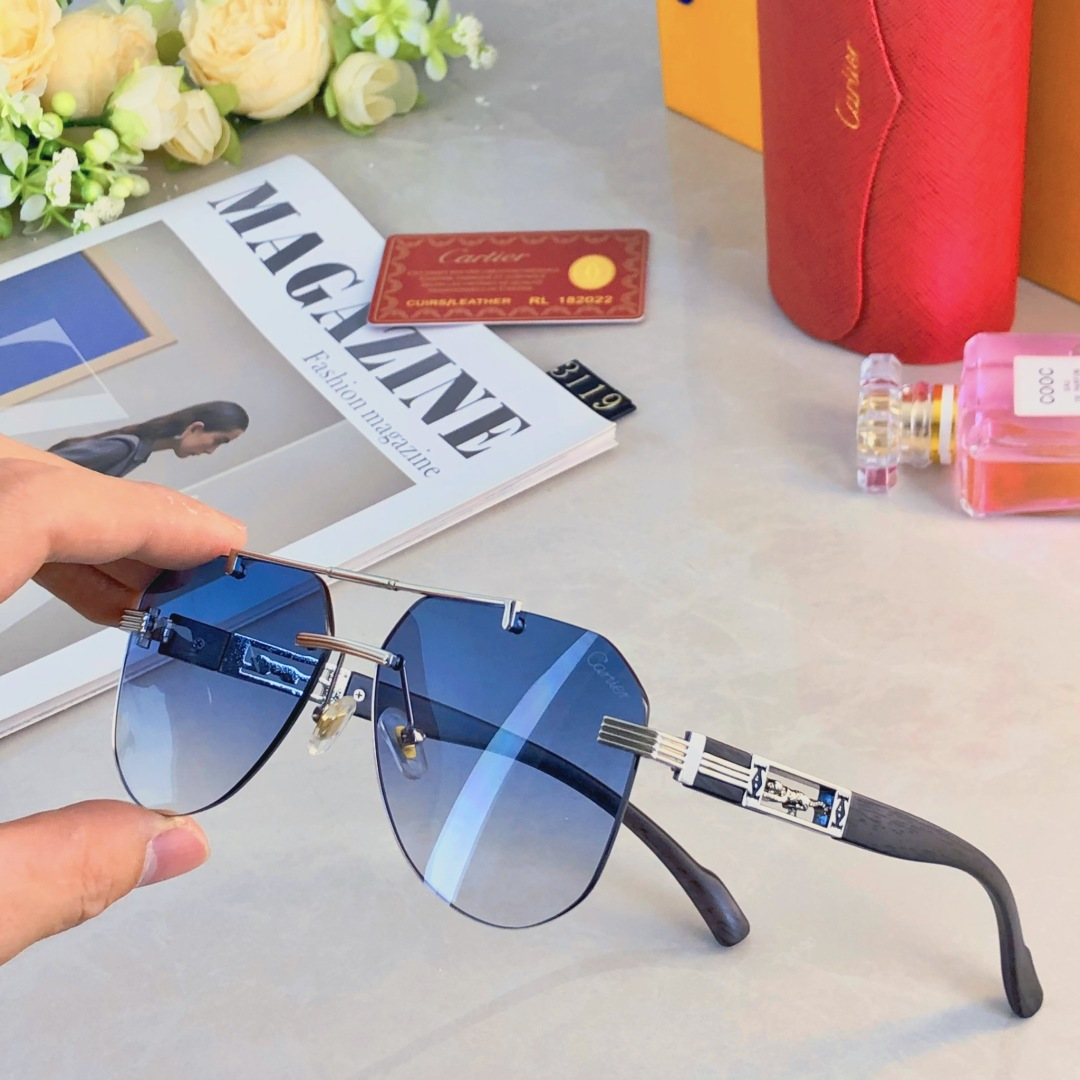 。。CARTIE*时尚奢华金属风蛤蟆太阳镜驾驶男士百搭大框墨镜