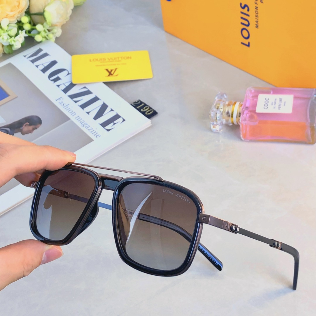 。。LOUISVUITTO*高清偏光镜TR90高级感轻奢外贸金属太阳镜复古墨镜户外街拍眼镜