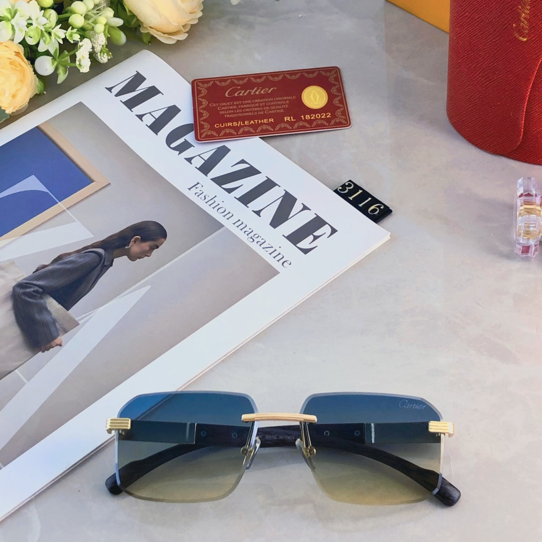 。。CARTIE*王栎鑫同款痞帅方形无框墨镜高级感小脸街拍复古装饰太阳眼镜
