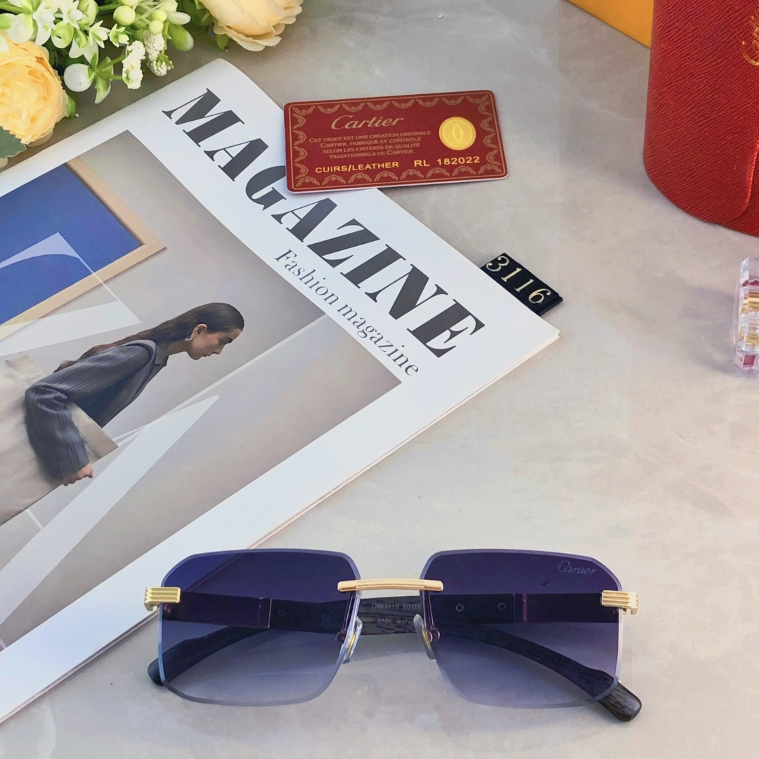 。。CARTIE*王栎鑫同款痞帅方形无框墨镜高级感小脸街拍复古装饰太阳眼镜