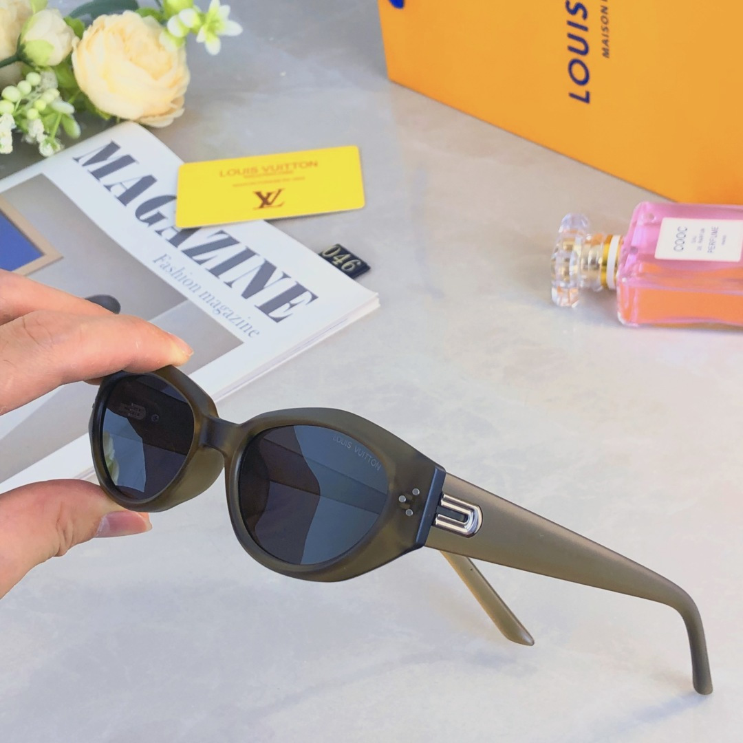 。。Louis vuitto*2025新款韩版猫眼墨镜复古高级感ins圆脸时尚太阳镜防紫外线