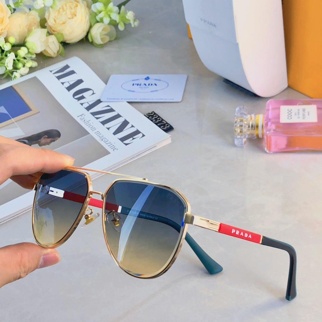 。。Prad*时尚欧美双梁太阳镜男防晒防紫外线商务墨镜女户外遮阳眼镜蛤蟆镜
