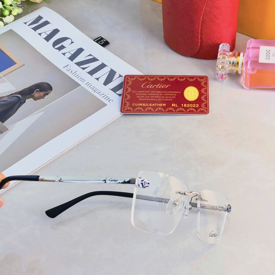 。。Cartie*无框素颜商务眼镜框百搭潮流男女配度数近视眼镜架