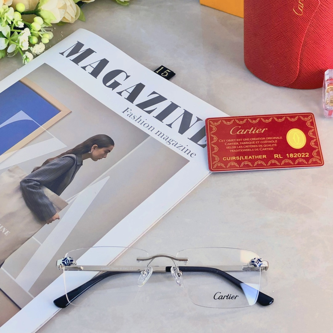 。。Cartie*无框素颜商务眼镜框百搭潮流男女配度数近视眼镜架