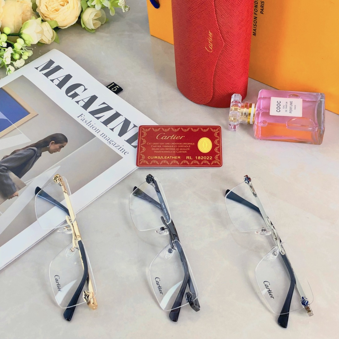 。。Cartie*无框素颜商务眼镜框百搭潮流男女配度数近视眼镜架