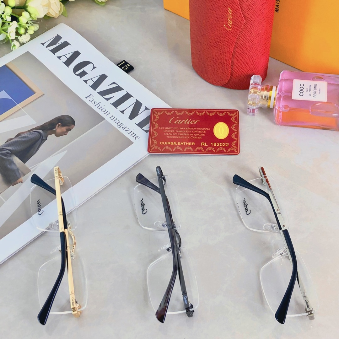 。。Cartie*无框素颜商务眼镜框百搭潮流男女配度数近视眼镜架