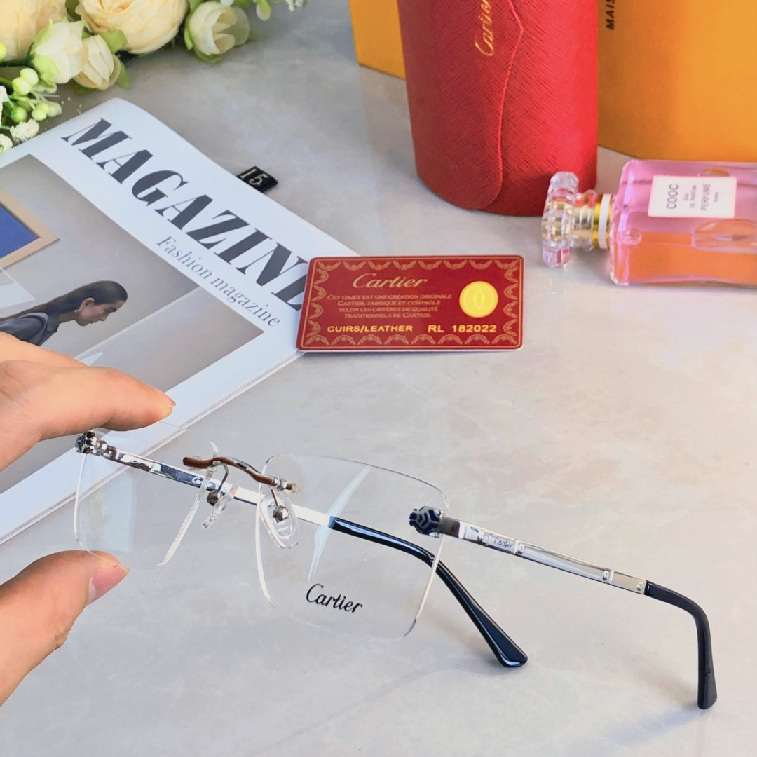 。。Cartie*无框素颜商务眼镜框百搭潮流男女配度数近视眼镜架