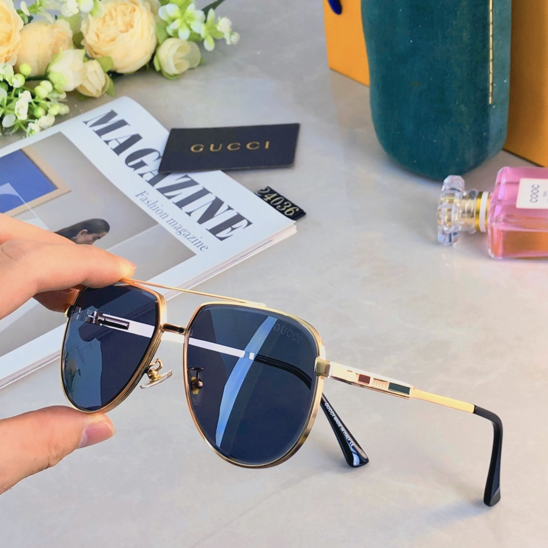 。。Gucc*2025太阳镜欧美金属潮流时尚眼镜双梁渐变色墨镜新款高级感