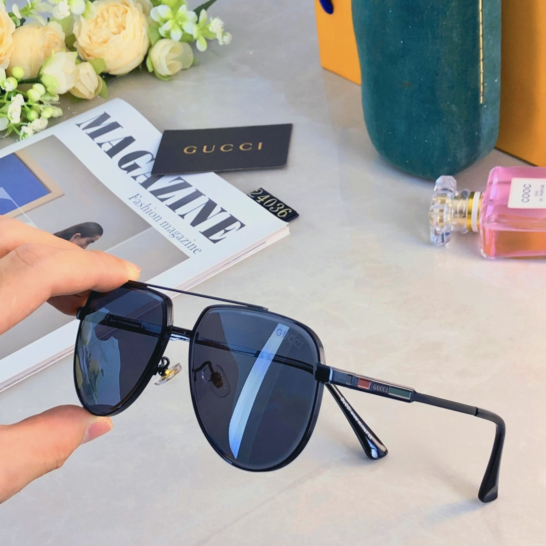。。Gucc*2025太阳镜欧美金属潮流时尚眼镜双梁渐变色墨镜新款高级感