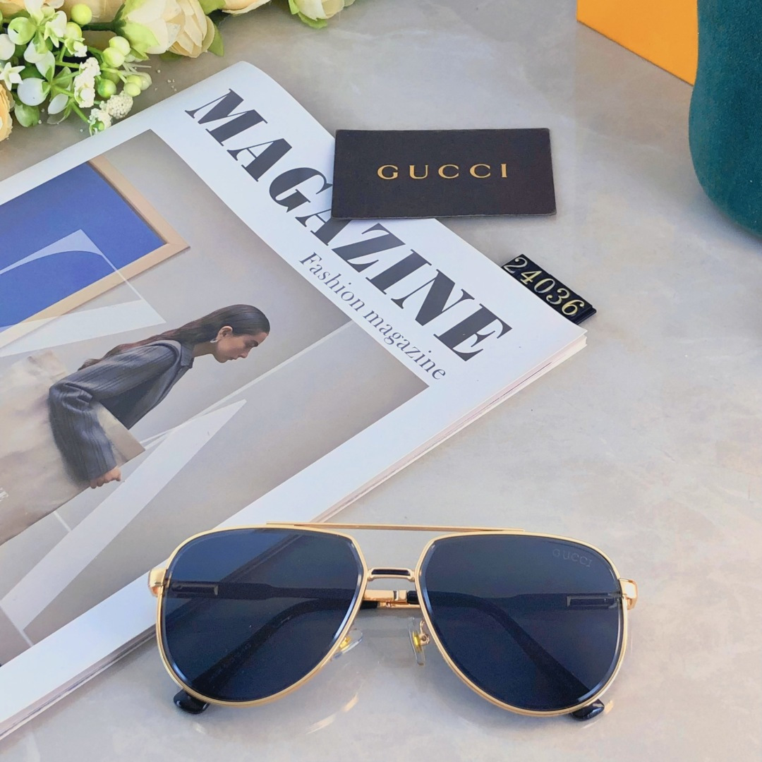 。。Gucc*2025太阳镜欧美金属潮流时尚眼镜双梁渐变色墨镜新款高级感