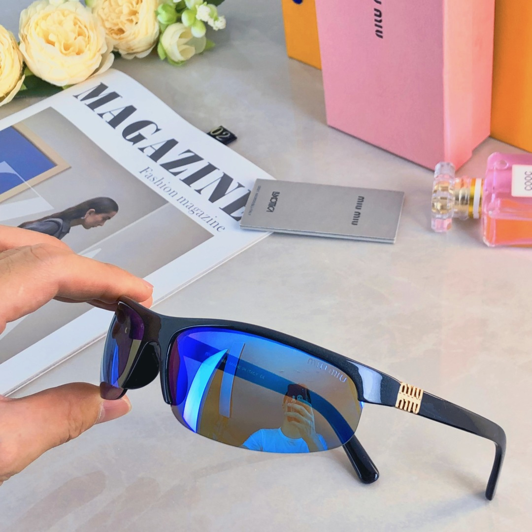 。。miumi*2025新款墨镜半框骑行太阳镜眉线框运动风眼镜onunk同款炫酷女潮