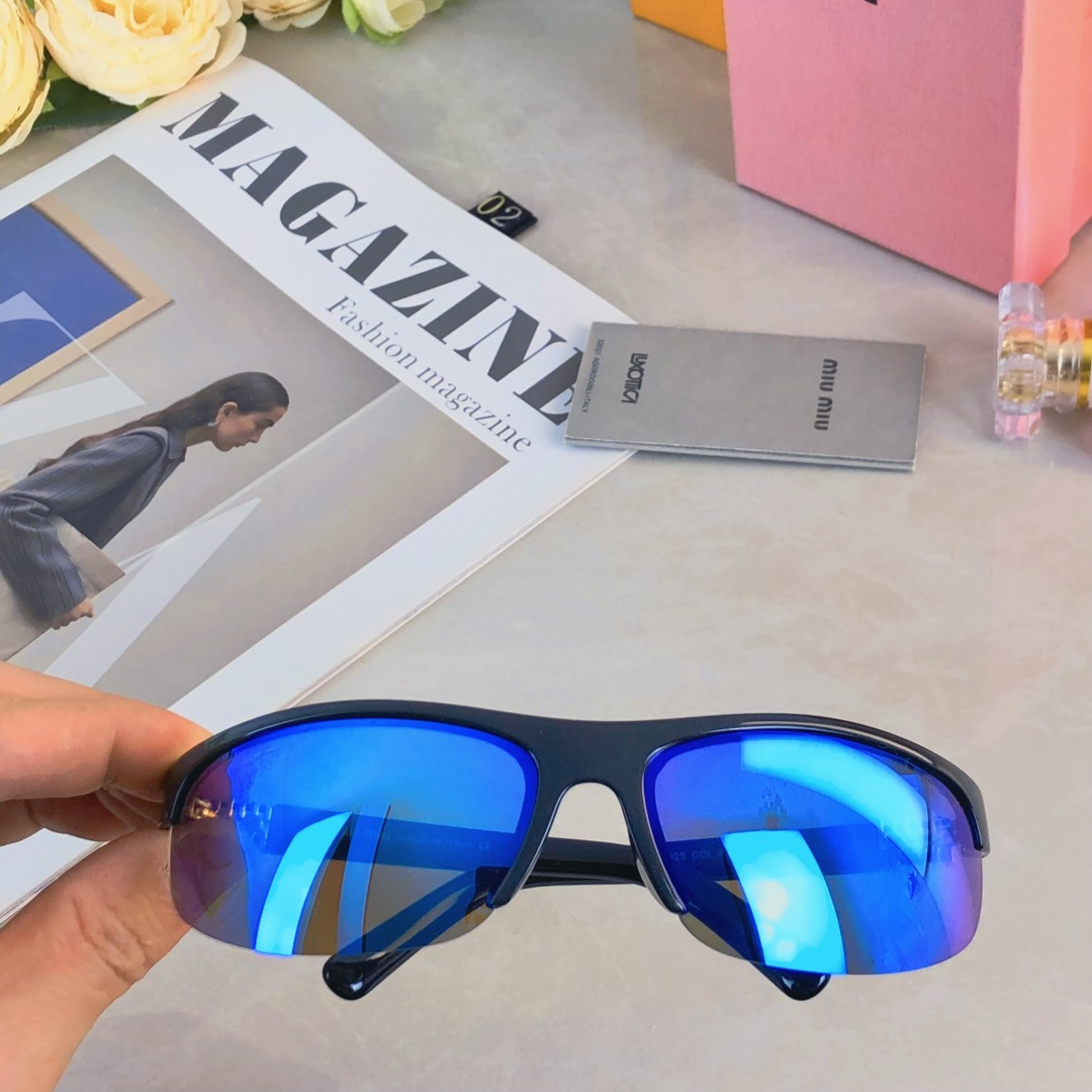 。。miumi*2025新款墨镜半框骑行太阳镜眉线框运动风眼镜onunk同款炫酷女潮