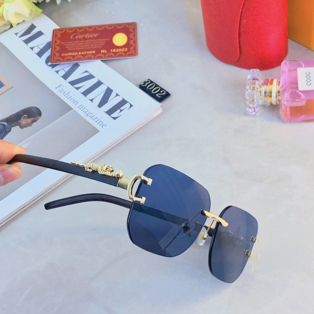 。。Cartie*2025款欧美嘻哈豹子时尚ins墨镜女小脸小框无框高级感太阳眼镜男