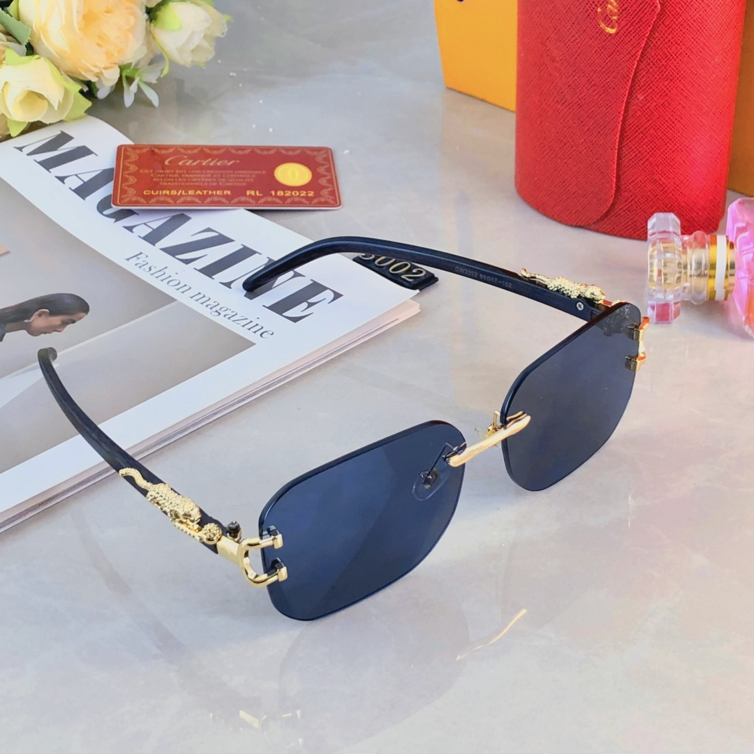 。。Cartie*2025款欧美嘻哈豹子时尚ins墨镜女小脸小框无框高级感太阳眼镜男