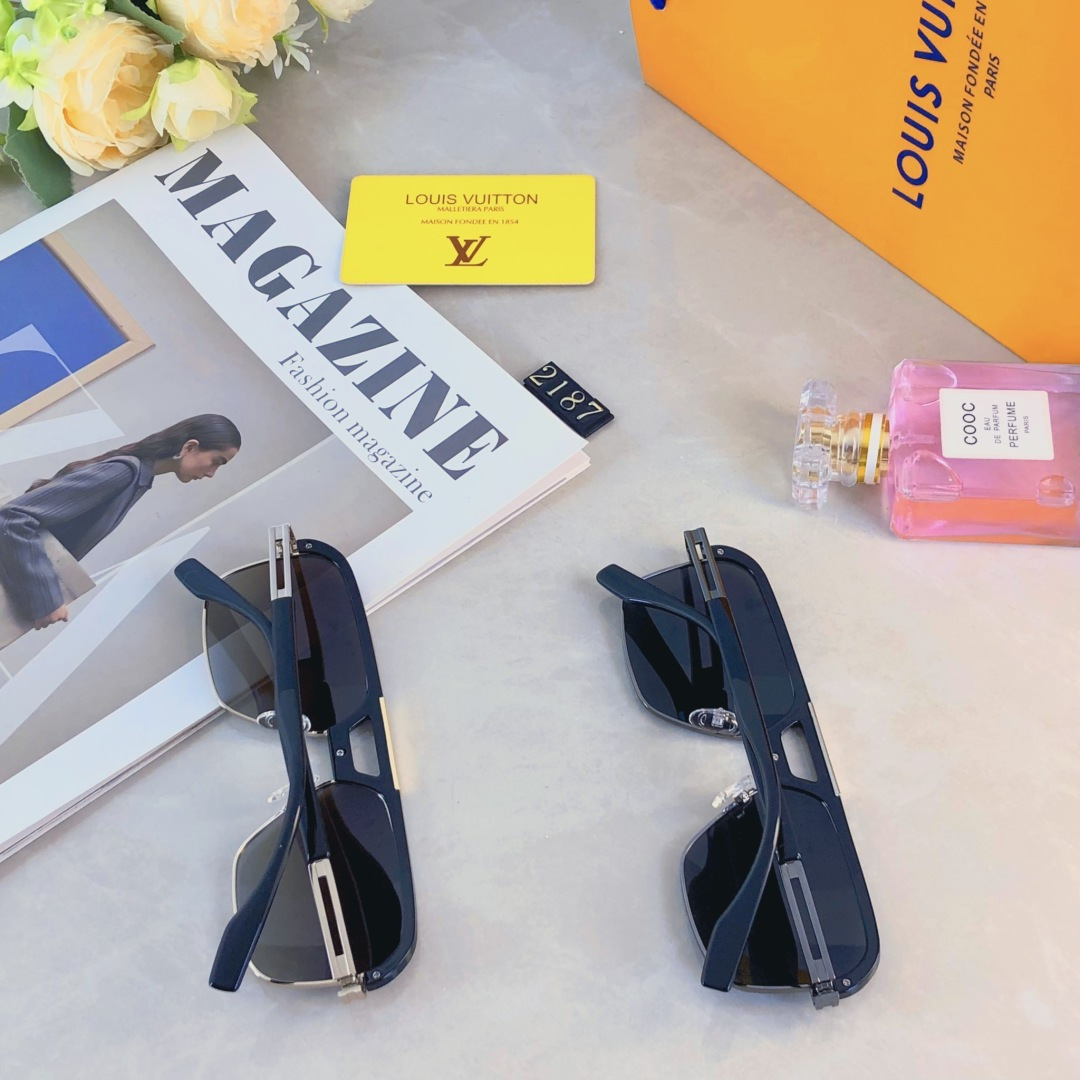 。。Louis vuitto*简约帅气男士墨镜金属双梁飞行员太阳眼镜男款UV400防紫外线眼镜