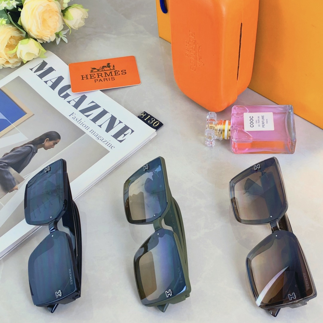 。。Herme*2025新款时尚大框太阳镜女轻奢贴皮高品质墨镜小红书同款
