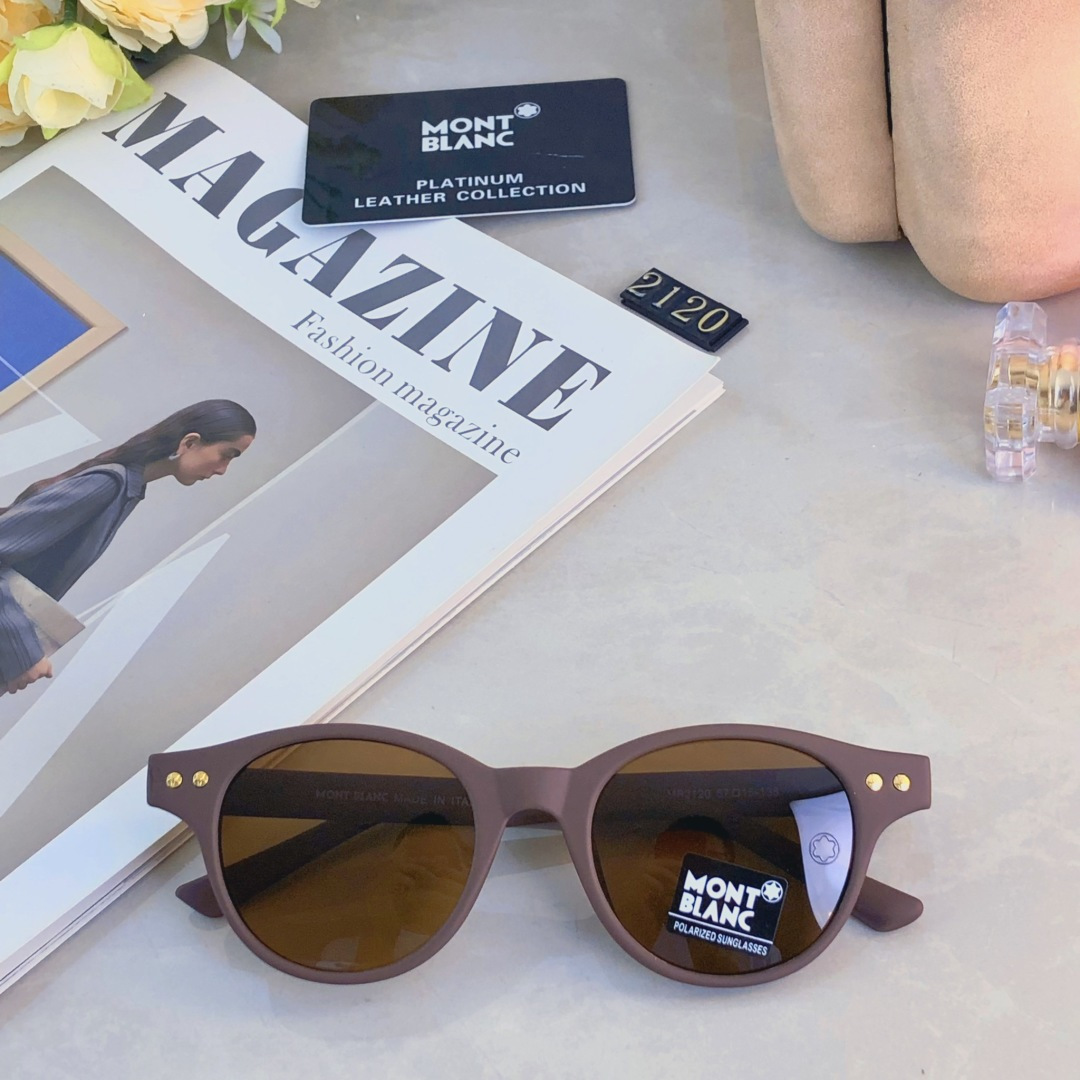 。。Mont blan*复古小圆框偏光太阳镜防紫外线玳瑁色韩版潮超轻TR墨镜