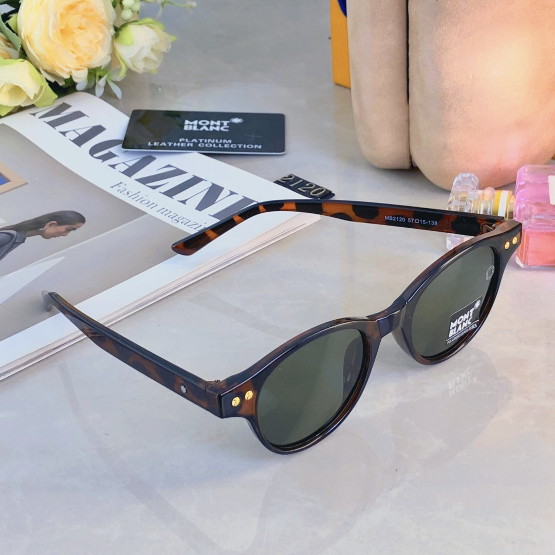 。。Mont blan*复古小圆框偏光太阳镜防紫外线玳瑁色韩版潮超轻TR墨镜