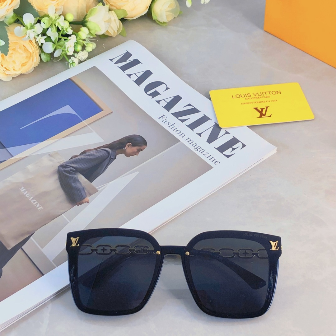 。。LOUISVUITTO*2025新款墨镜女高级感ins网红款防晒太阳镜大框圆脸显瘦眼镜