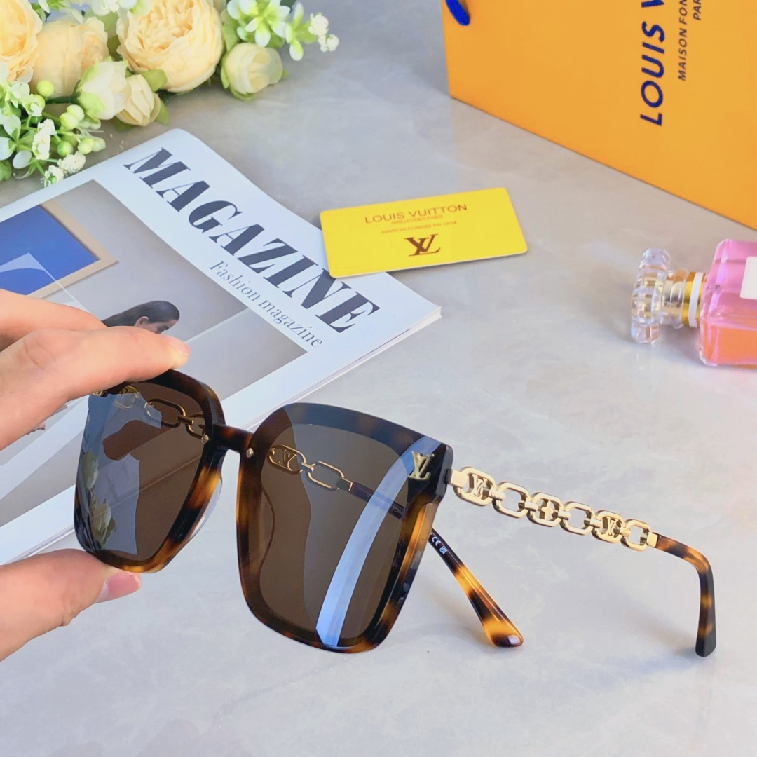 。。LOUISVUITTO*2025新款墨镜女高级感ins网红款防晒太阳镜大框圆脸显瘦眼镜